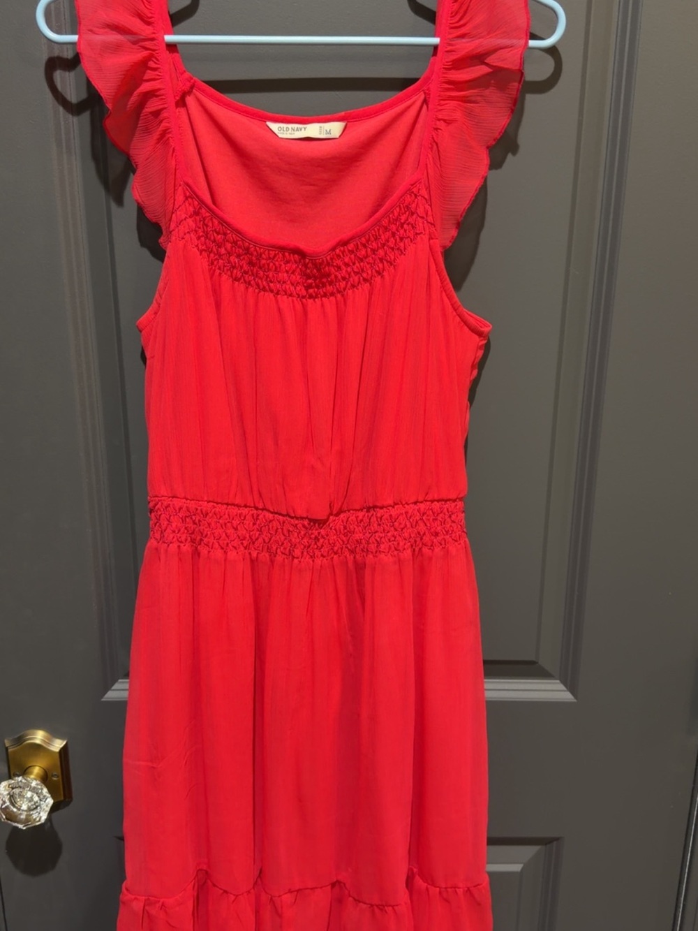 Old Navy Coral Ruffled Midi Dress